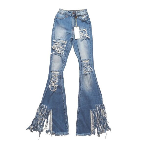 Aphrodite High-Rise Curvy Destructed Flare-Leg Jeans Women's Size 1 (25) - Picture 2 of 14